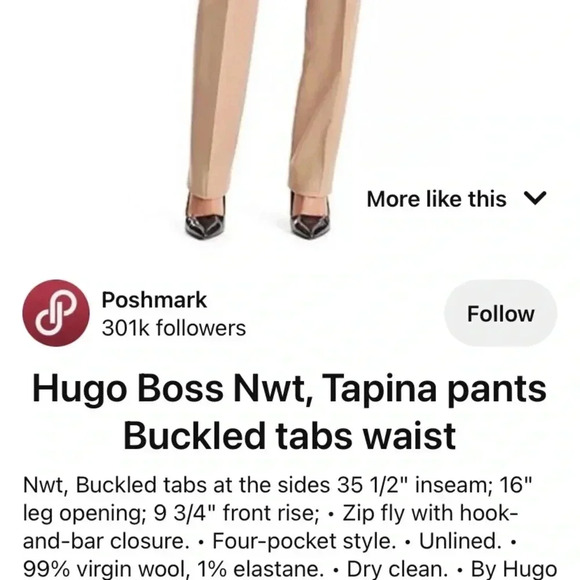 HUGO BOSS Tapina Pants Virgin Wool Sz 2 UK 6 - Picture 9 of 9